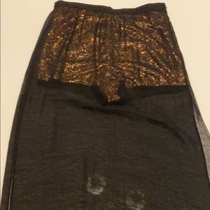 Sheer Maxi Skirt with Sequin Shorts